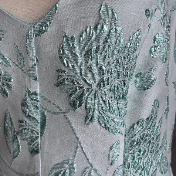 LE CHATEAU GORGEOUS BLUE BROCADE DRESS, SZ. L - Picture 8 of 11